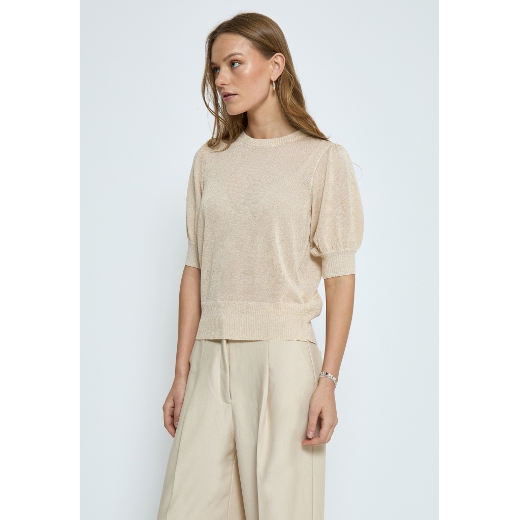 
                  
                    MSLIVA Medal Gold Metallic Puff Sleeve Knit Jumper
                  
                