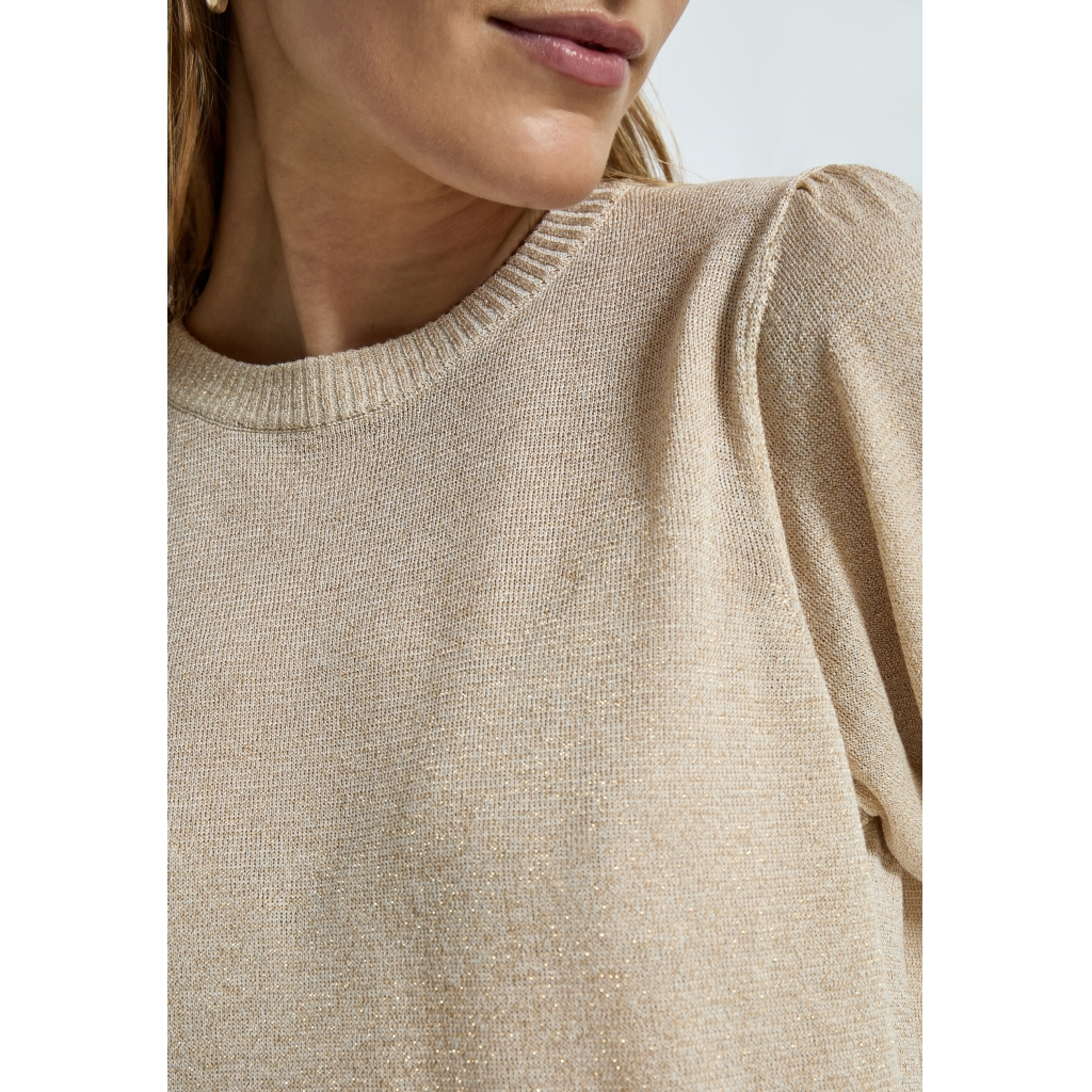 
                  
                    MSLIVA Medal Gold Metallic Puff Sleeve Knit Jumper
                  
                