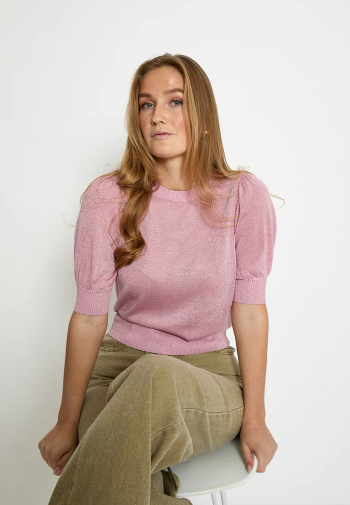 
                  
                    MSLIVA Prism Pink Puff Sleeve Metallic Jumper
                  
                