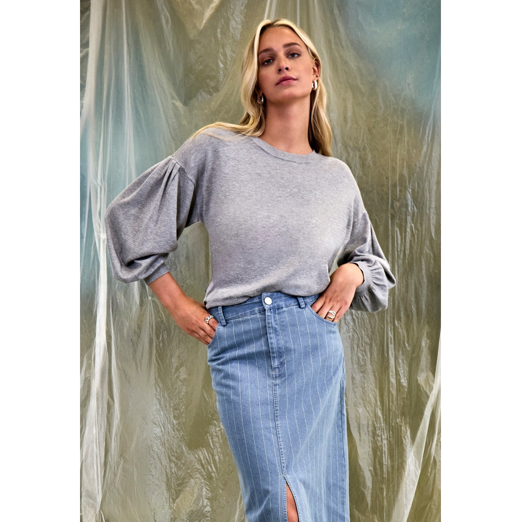 
                  
                    MSMELEA Light Grey Melange Knit Jumper
                  
                