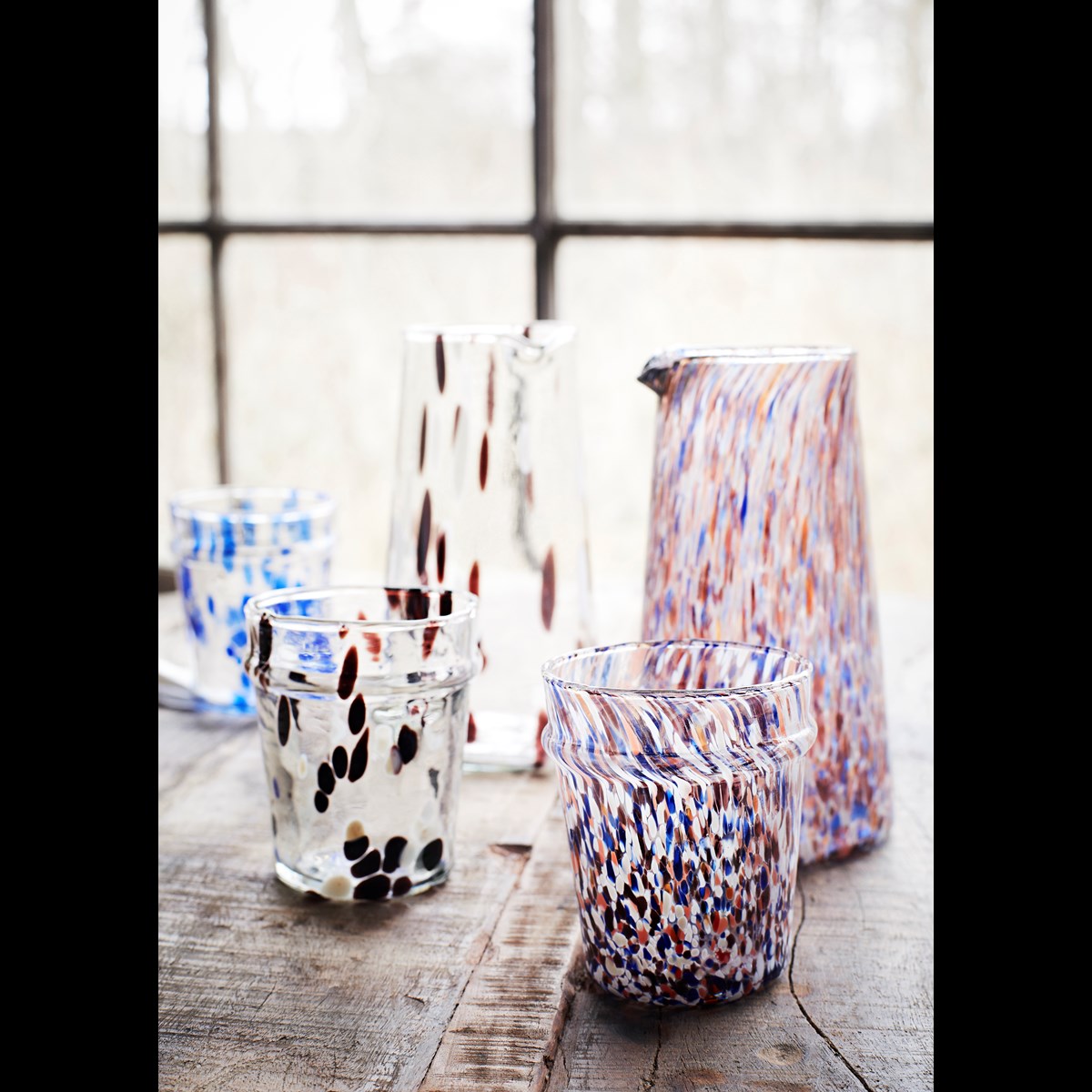 
                  
                    Orange Blue White Clear Glass Jug
                  
                