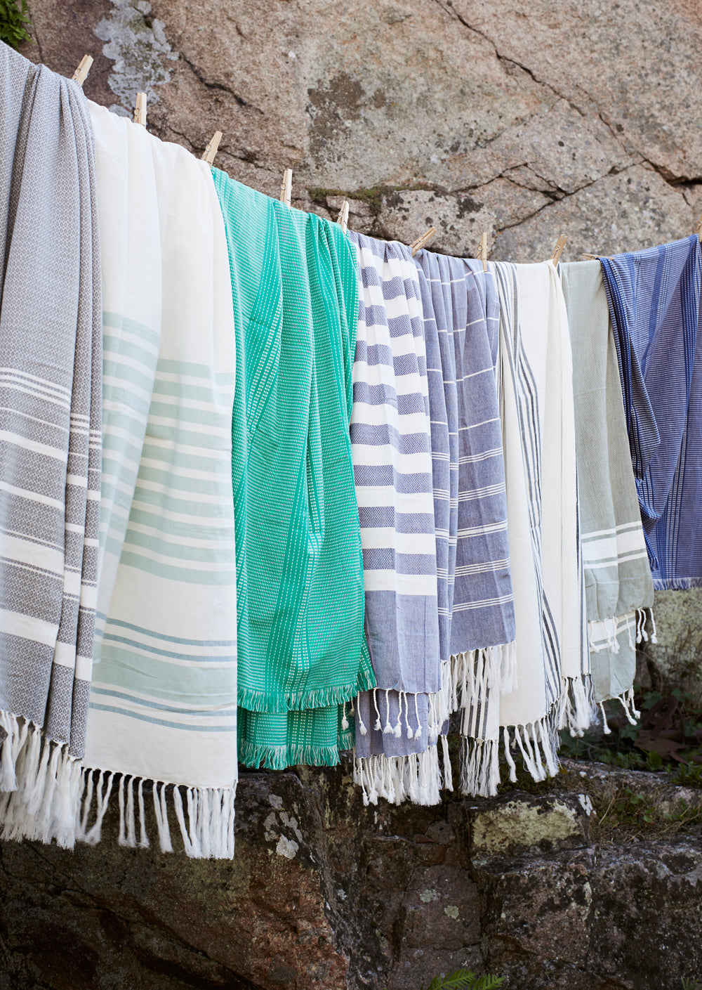 Green White Striped Hammam Throw