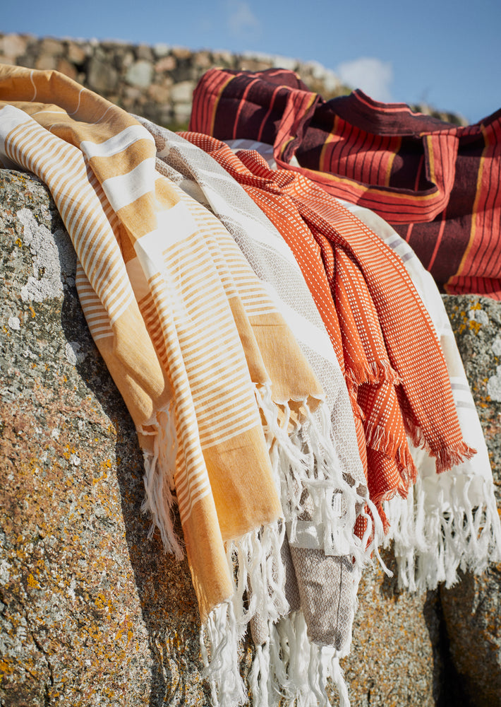 
                  
                    Coral White Striped Hammam Throw
                  
                