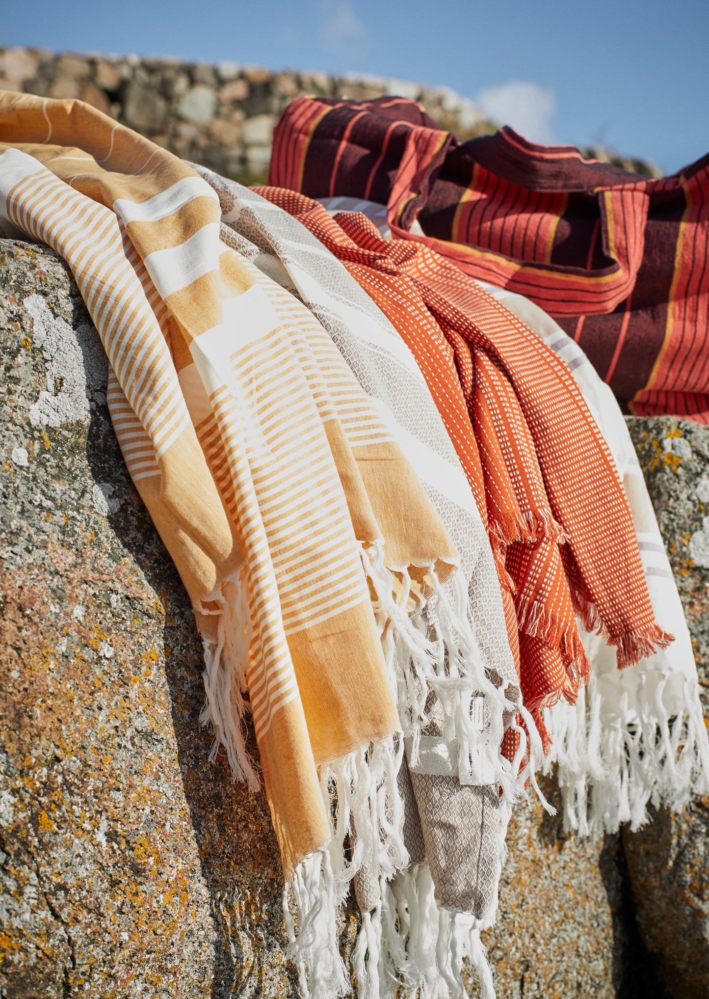 
                  
                    Coral White Striped Hammam Throw
                  
                