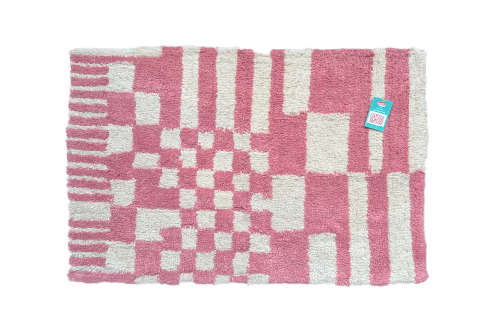 Pink Checkmate Bath Mat