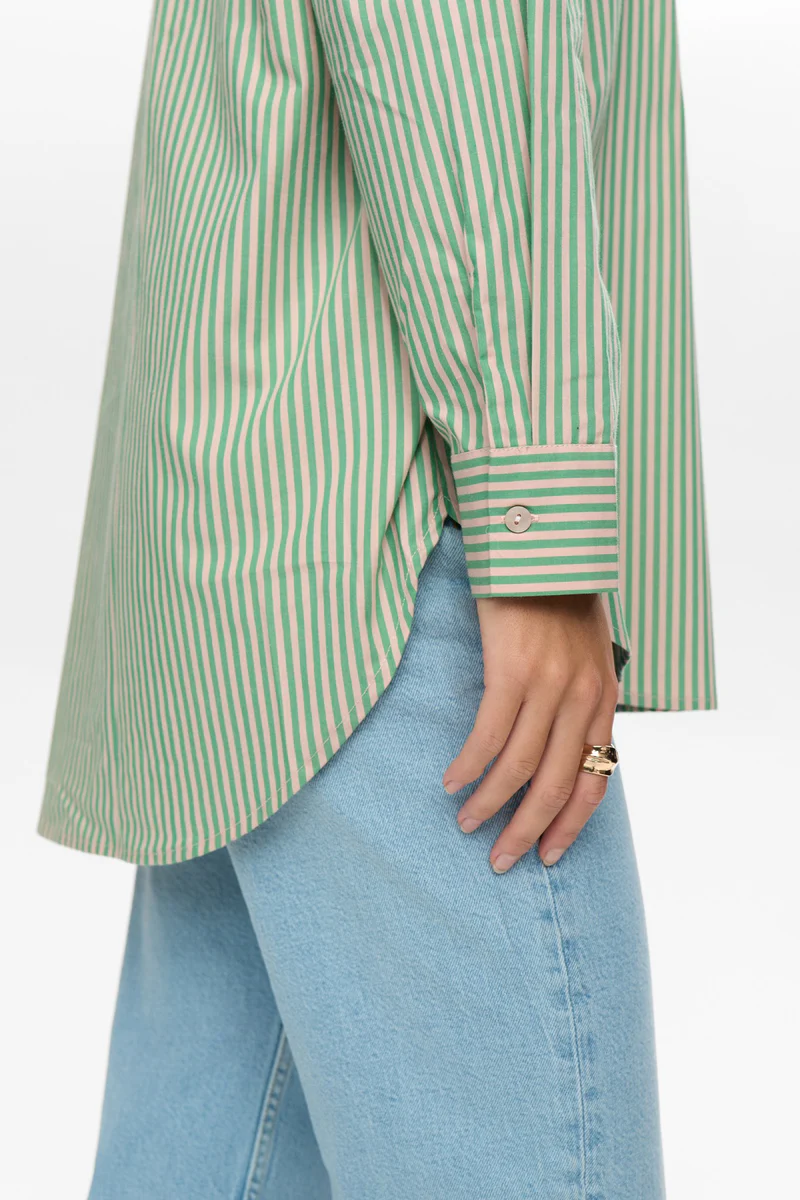 
                  
                    NUHAILEY Vibrant Green Striped Shirt
                  
                