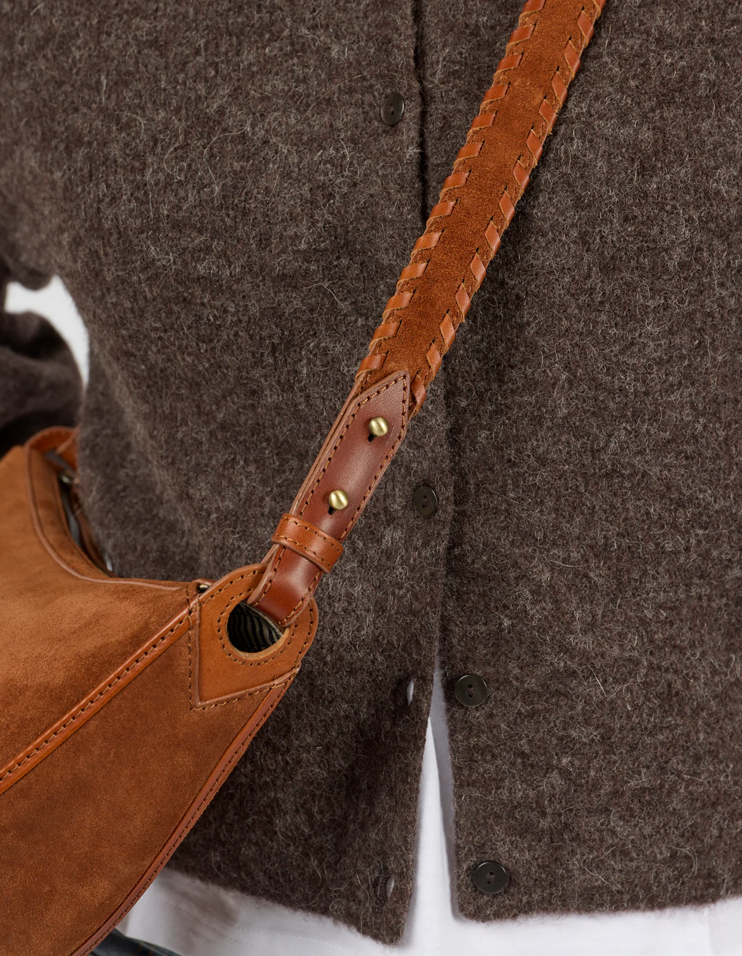 
                  
                    LEO Cognac Suede Leather Crossbody Strap Bag
                  
                