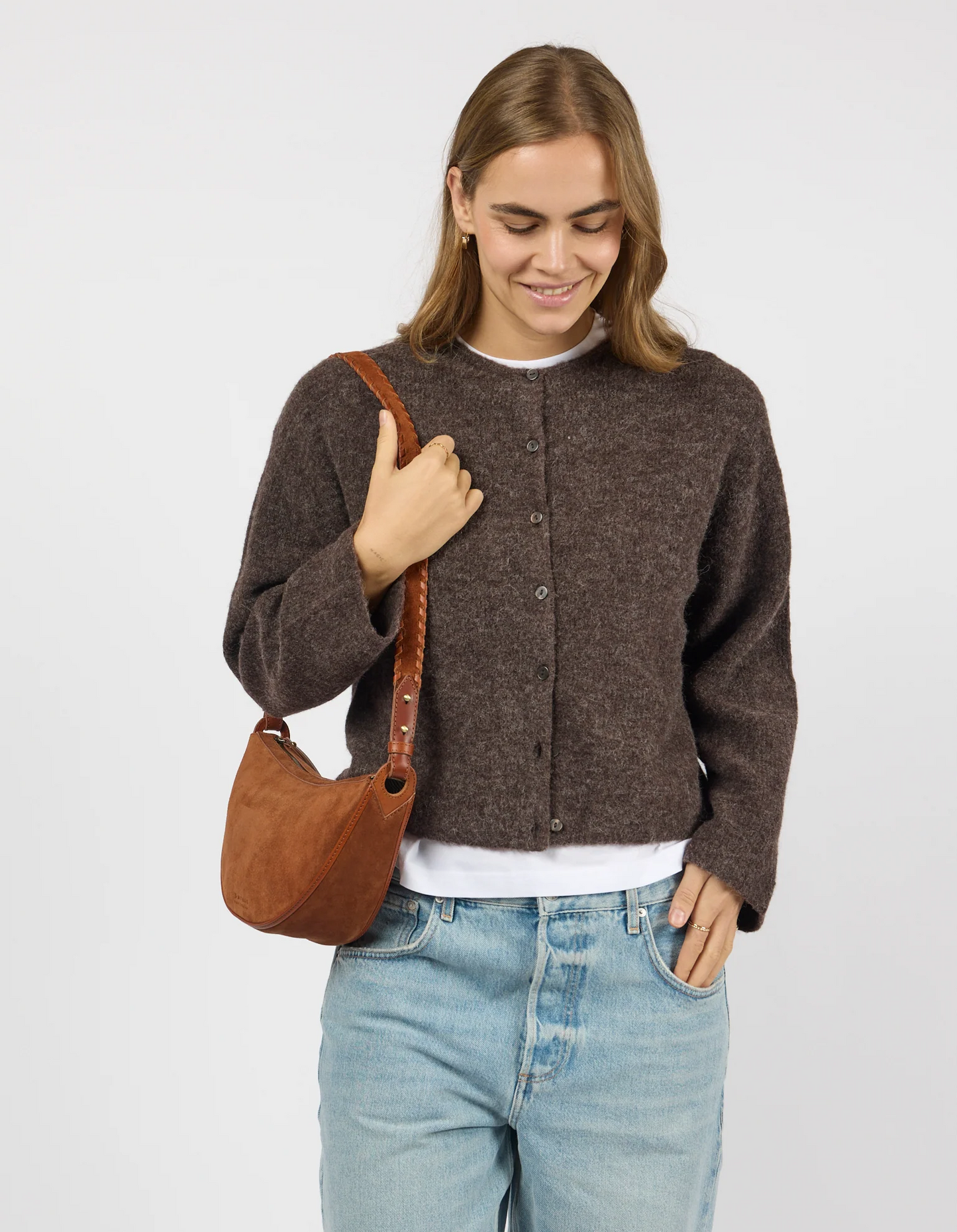 
                  
                    LEO Cognac Suede Leather Crossbody Strap Bag
                  
                