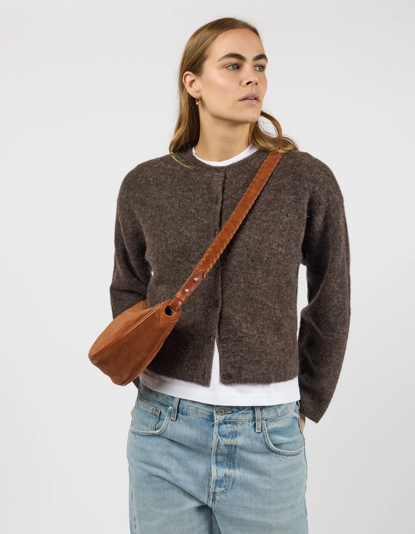 
                  
                    LEO Cognac Suede Leather Crossbody Strap Bag
                  
                