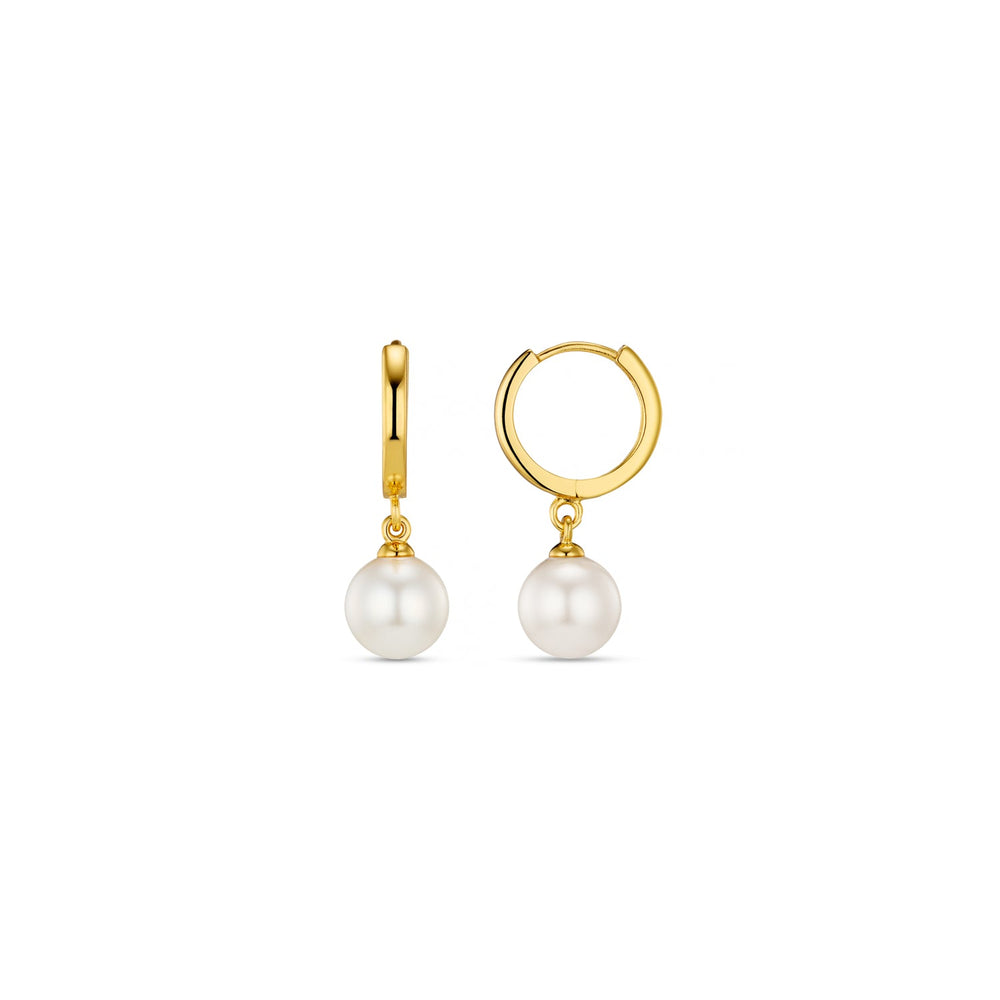 Pearl Frop Huggie Hoops Earrings