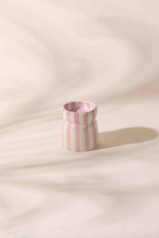 
                  
                    CABANA Lavender Grecian Sand Striped Ceramic Candle
                  
                