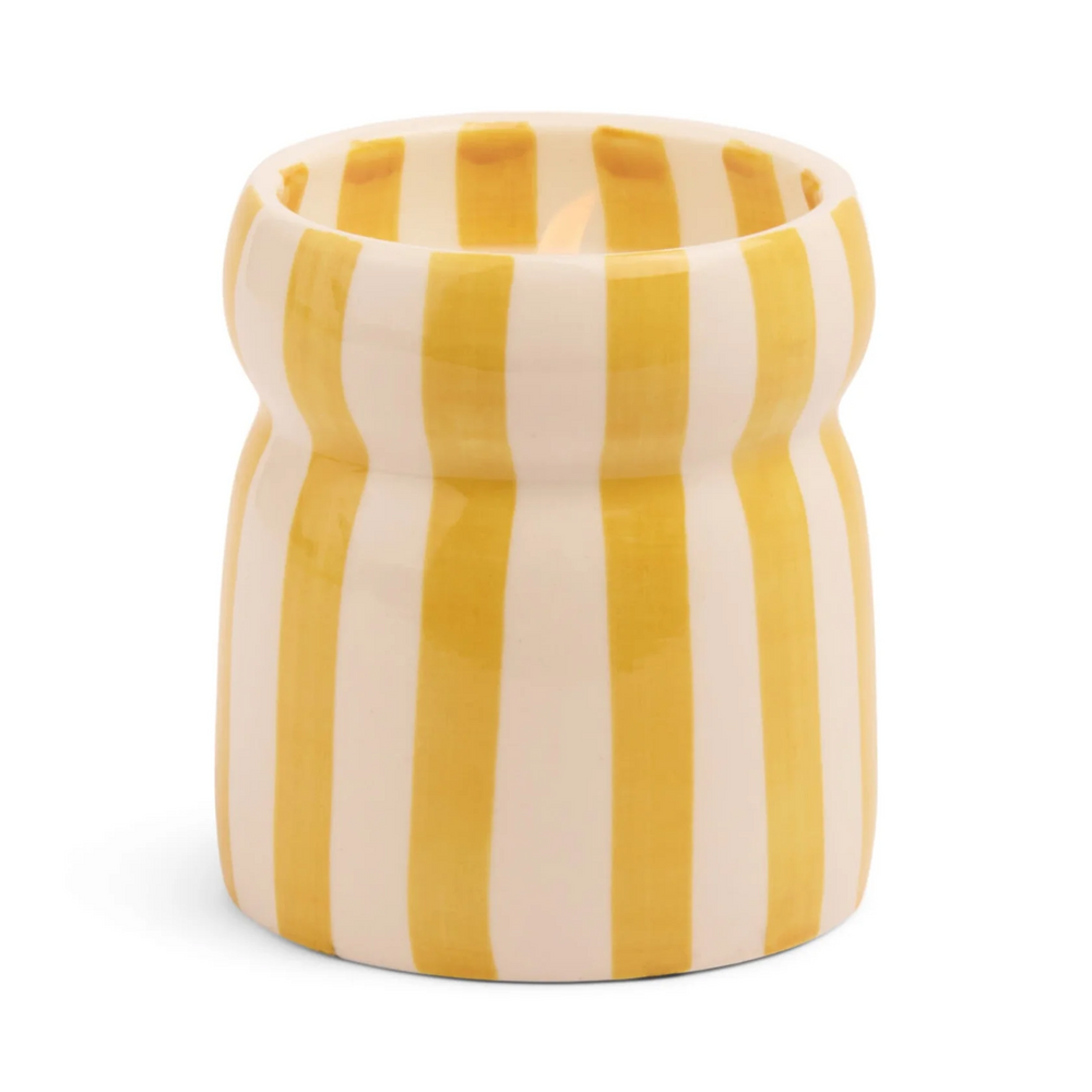 CABANA Ochre Gold Coast Striped Ceramic Candle