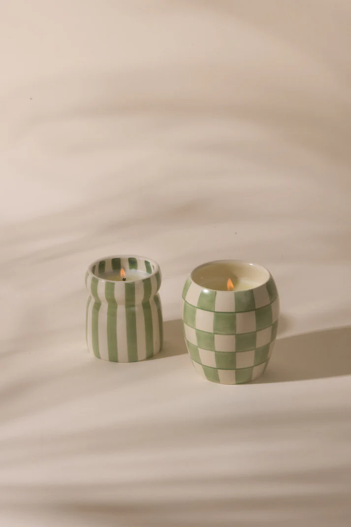 
                  
                    CABANA Sage Bora Bora Striped Ceramic Candle
                  
                