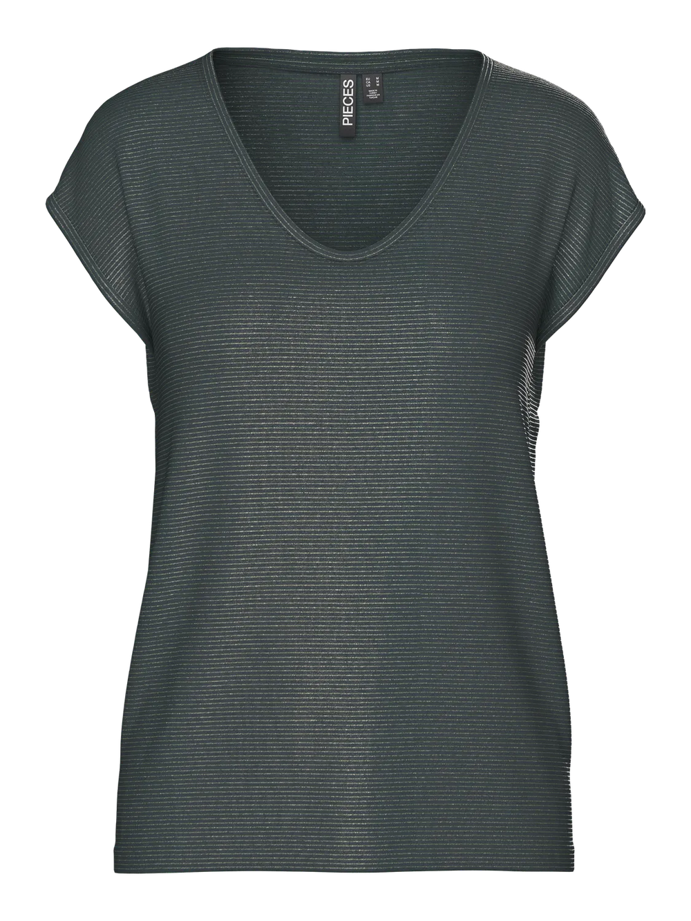 PCBILLO Darkest Spruce Lurex Stripes Loose T-Shirt