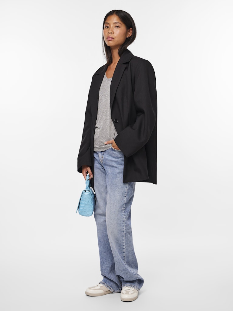 
                  
                    PCBILLO Hellgrau Melange Lurex Graue Streifen T-Shirt
                  
                