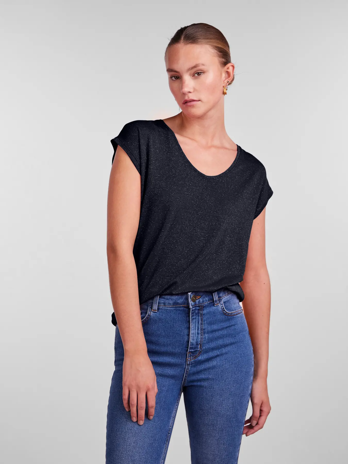 
                  
                    PCBILLO Sky Captain Lurex Stripes Loose T-Shirt
                  
                