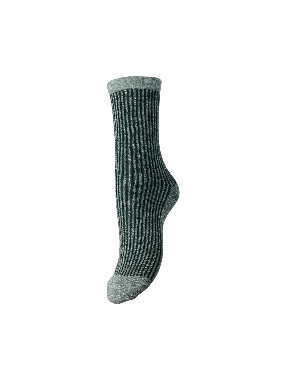 PCSEBBY Castor Gray Glitter Long Stripe Socks