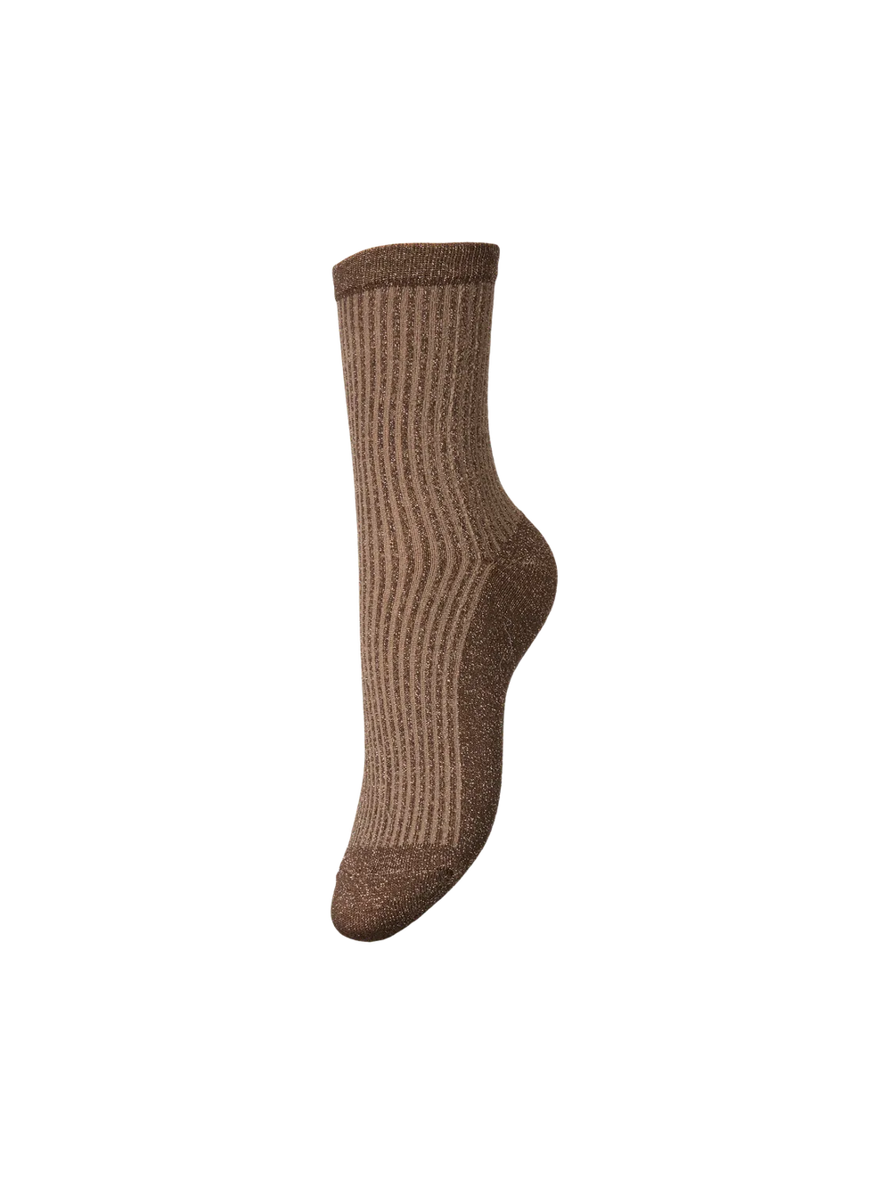 PCSEBBY Morel Taupe Grey Glitter Long Stripe Socks