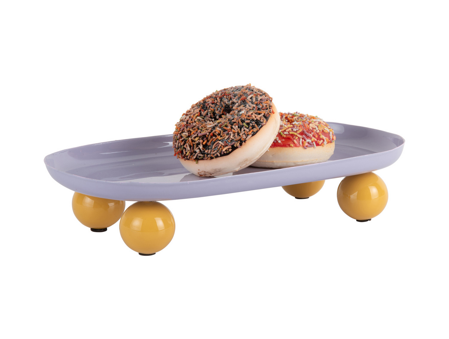 
                  
                    DOUBLE FUNKY Großes ovales Tablett in weichem Lila und leuchtendem Gelb
                  
                