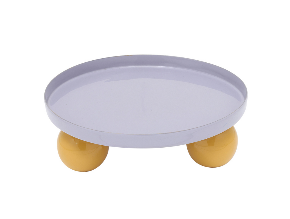 DOUBLE FUNKY Soft Purple Bright Yellow Round Tray