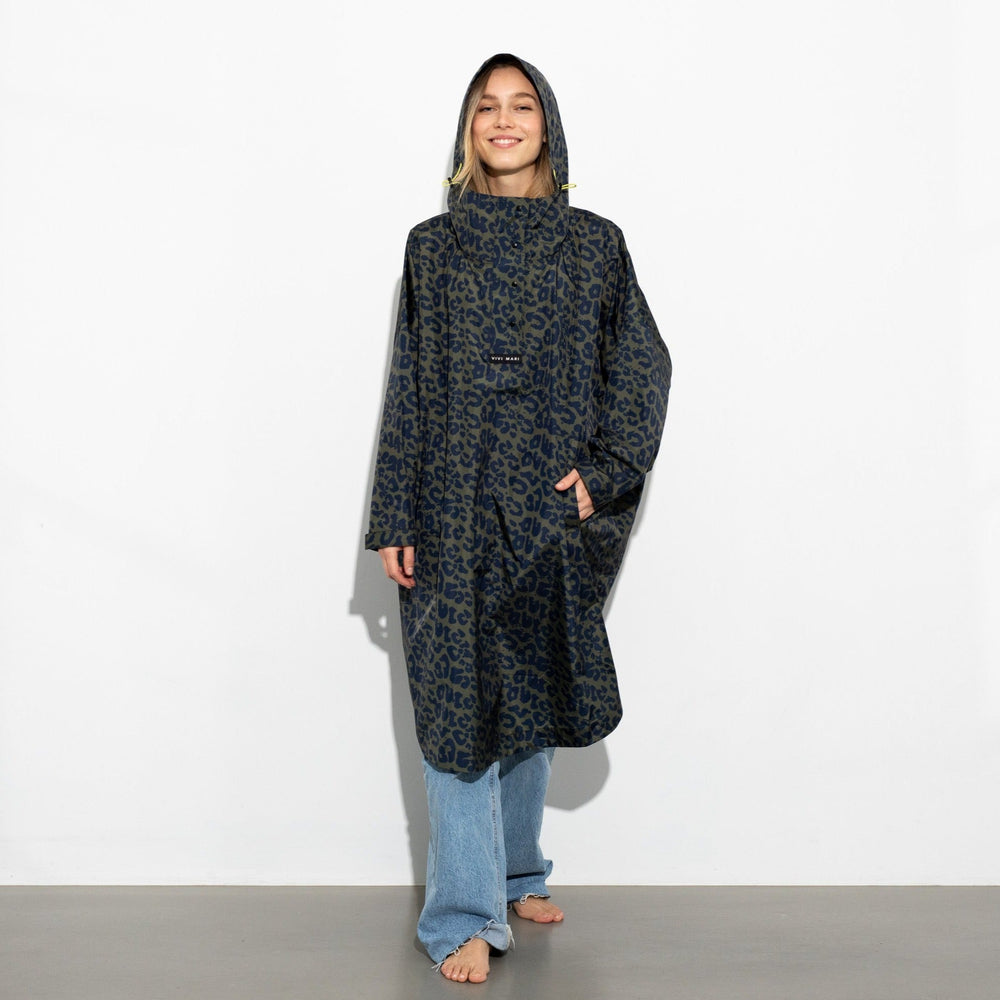 Navy Olive Leo Splashes Raincoat