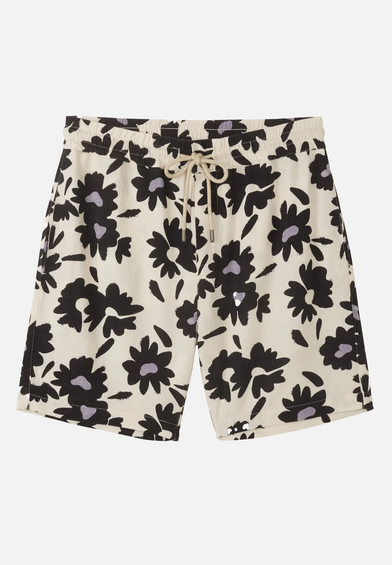 CURRY BLOOM White Linen Shorts