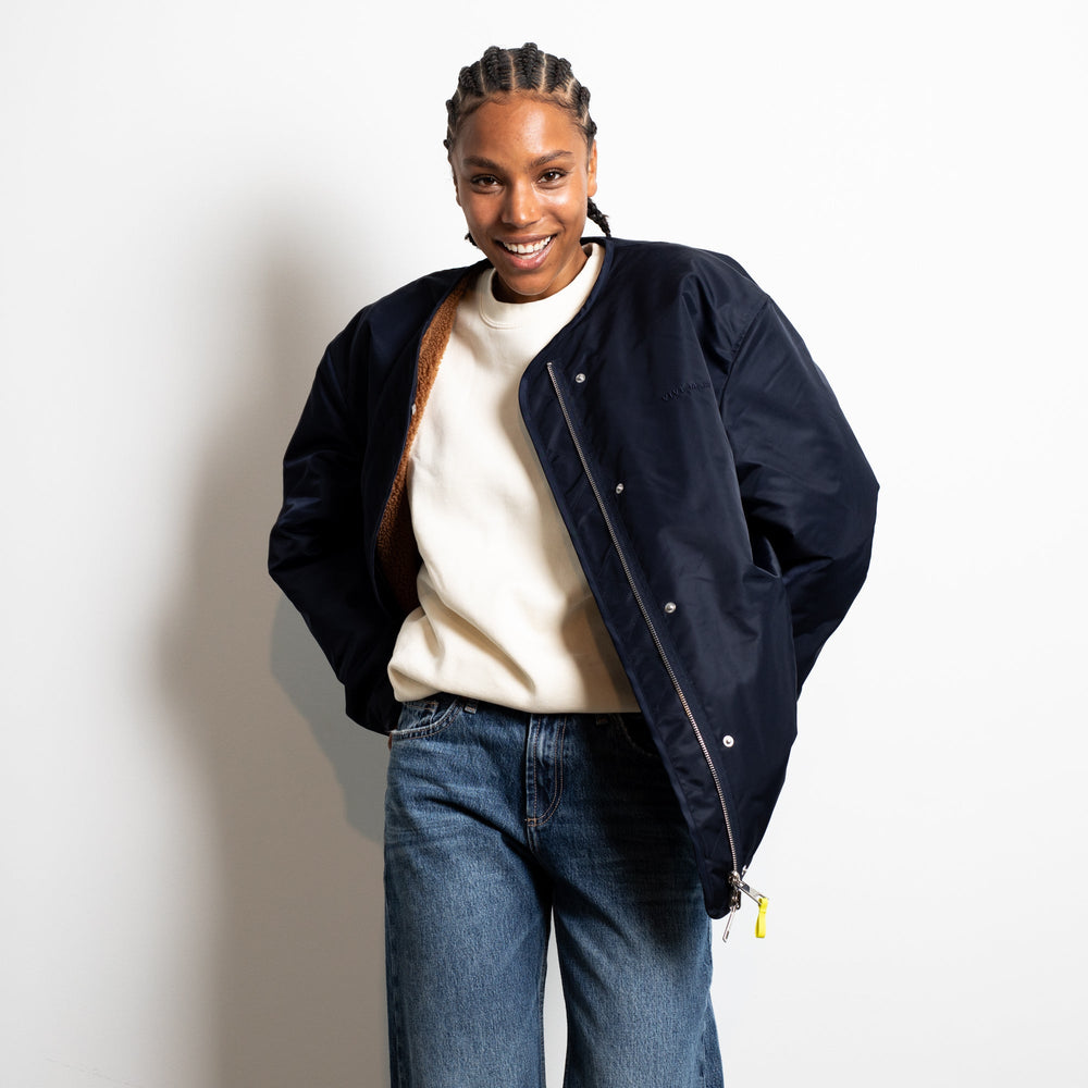 Navy Caramel Reversible Bomber Jacket