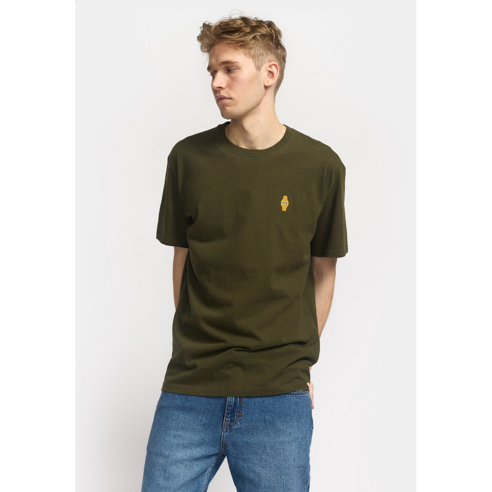T-Shirt mit melierter Army-Applikation