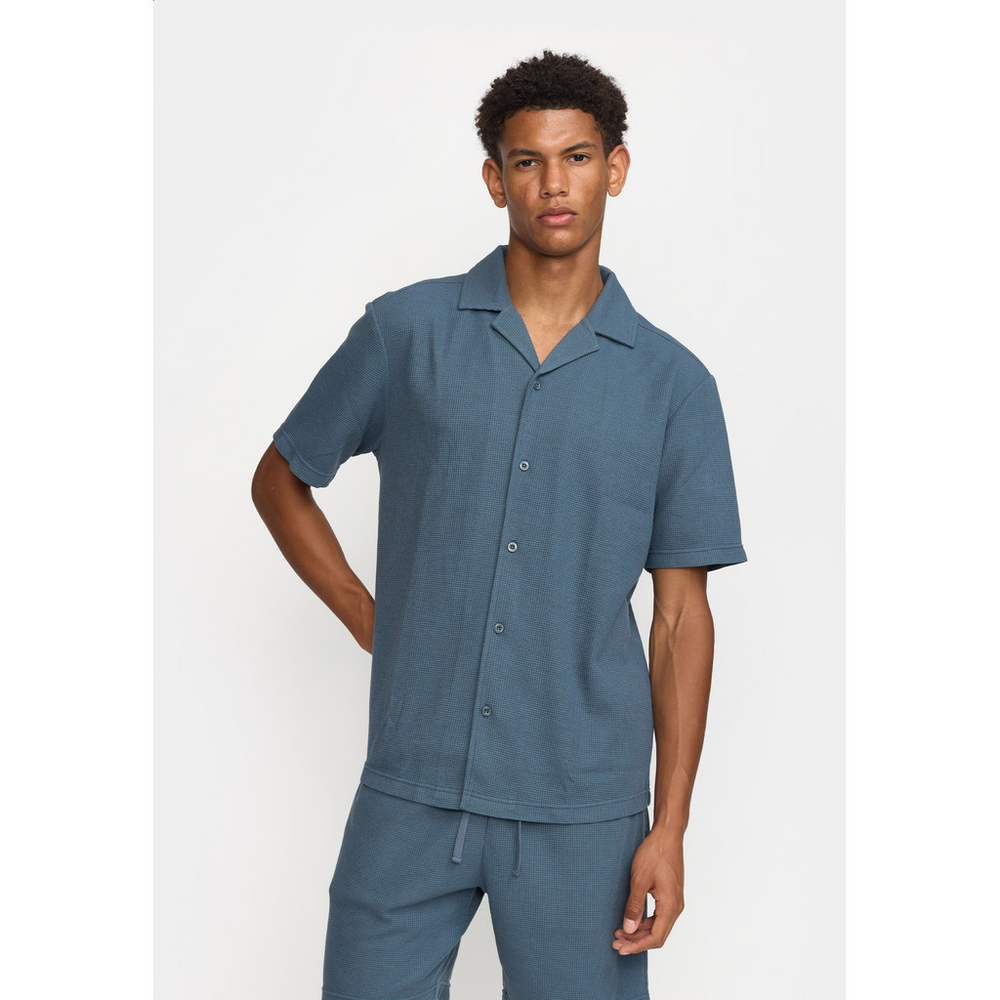 
                  
                    Blue Short Sleeved Cuban Shirt
                  
                