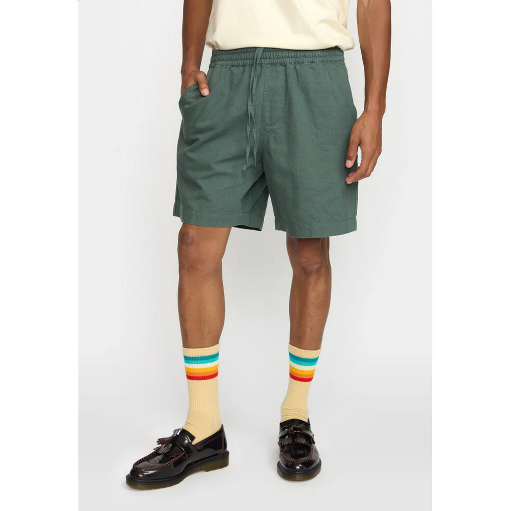 Dust Green Linen Shorts