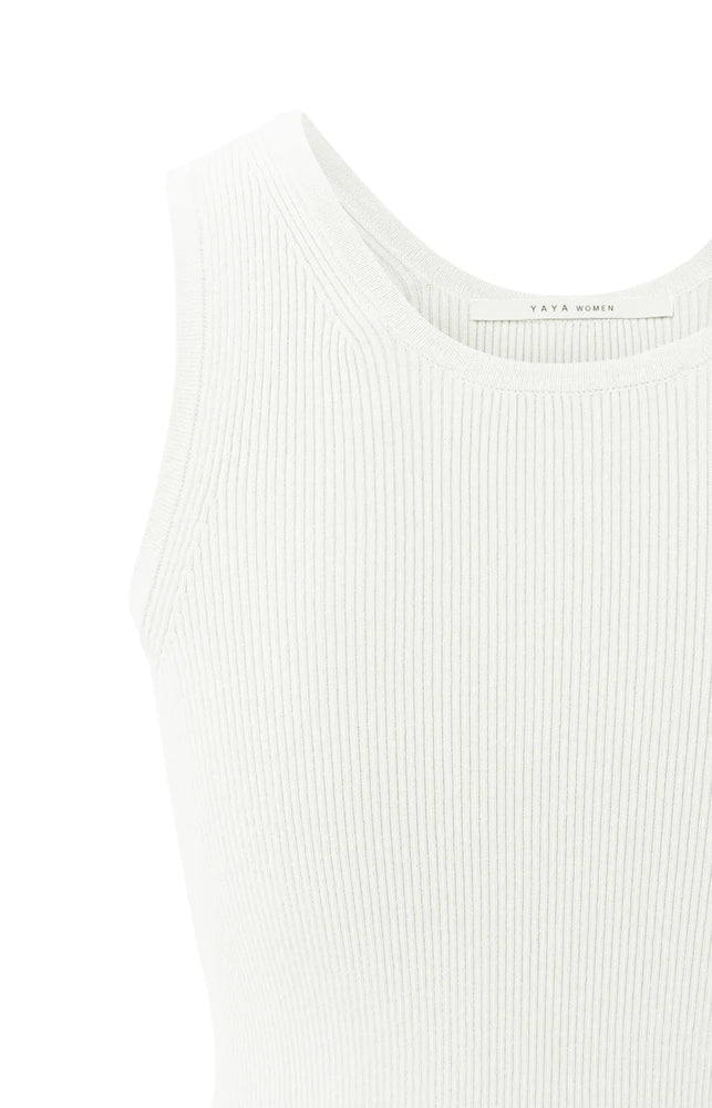 
                  
                    Wool White Round Neckline Rib Tank Top
                  
                