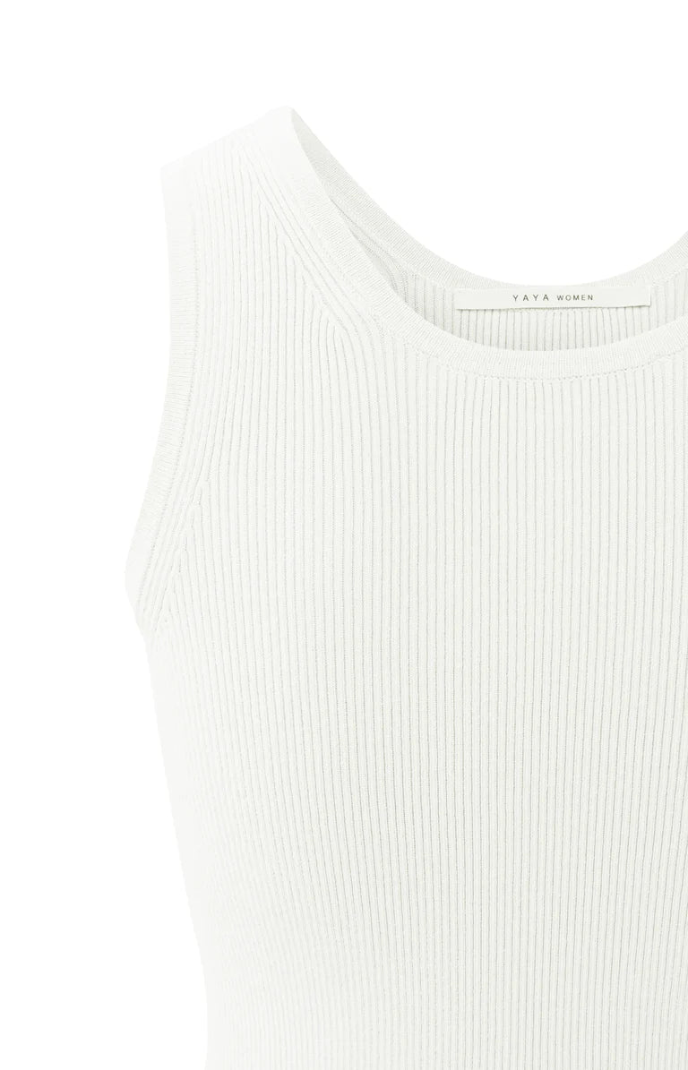 
                  
                    Wool White Round Neckline Rib Tank Top
                  
                