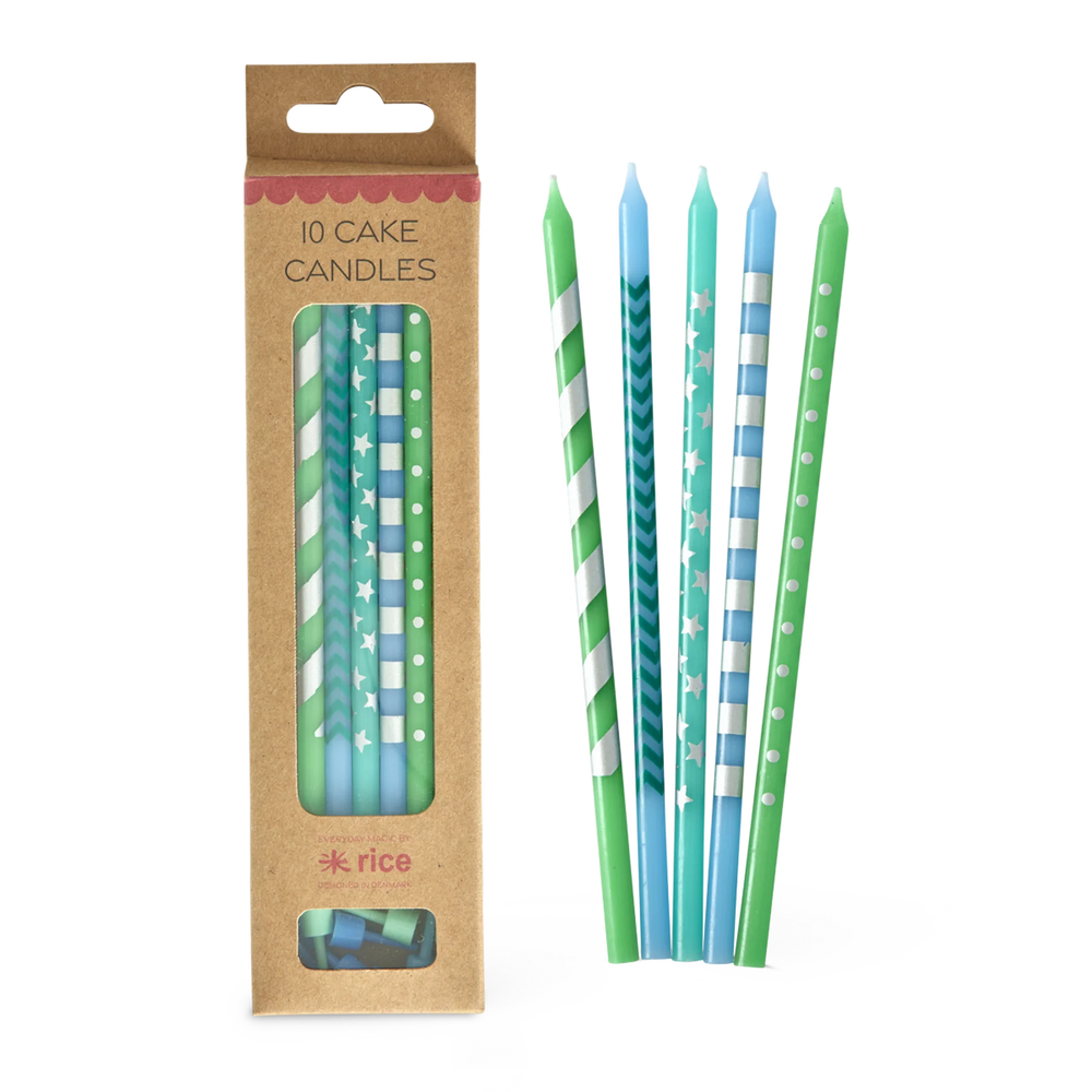 Blueish Long Cake Candle Set Of 10