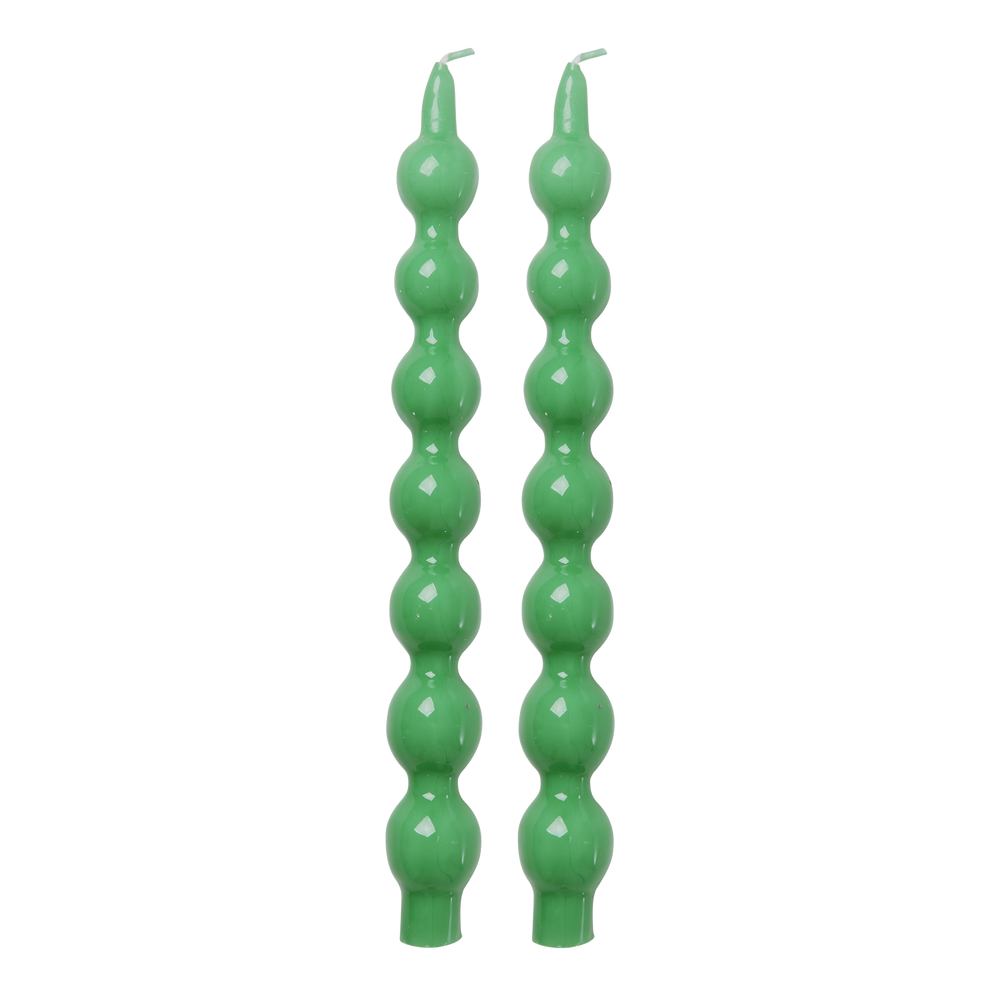Green Curved Candle Set Of 2
