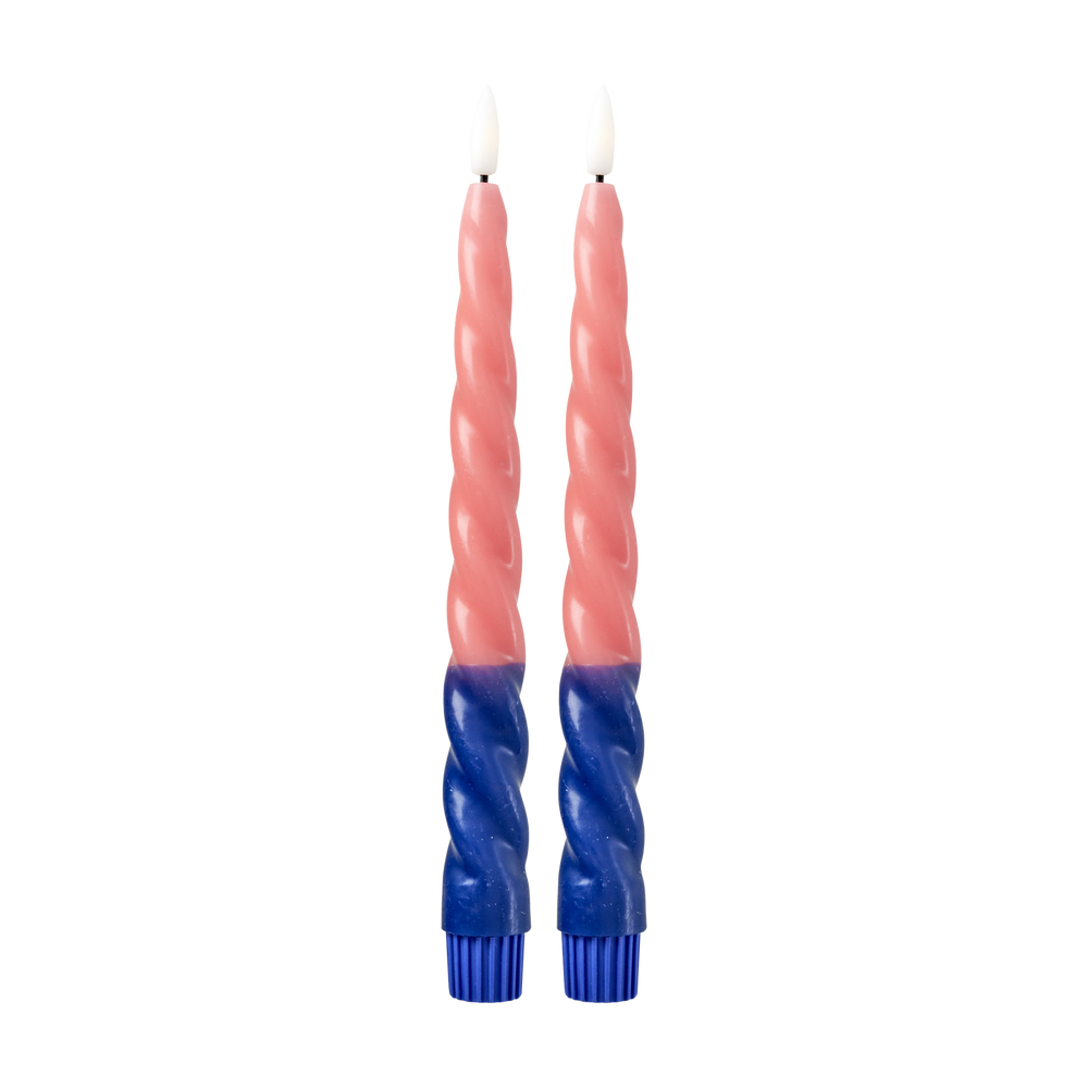 Navy Blue Cute Coral Twisted Led Candle Set Of 2