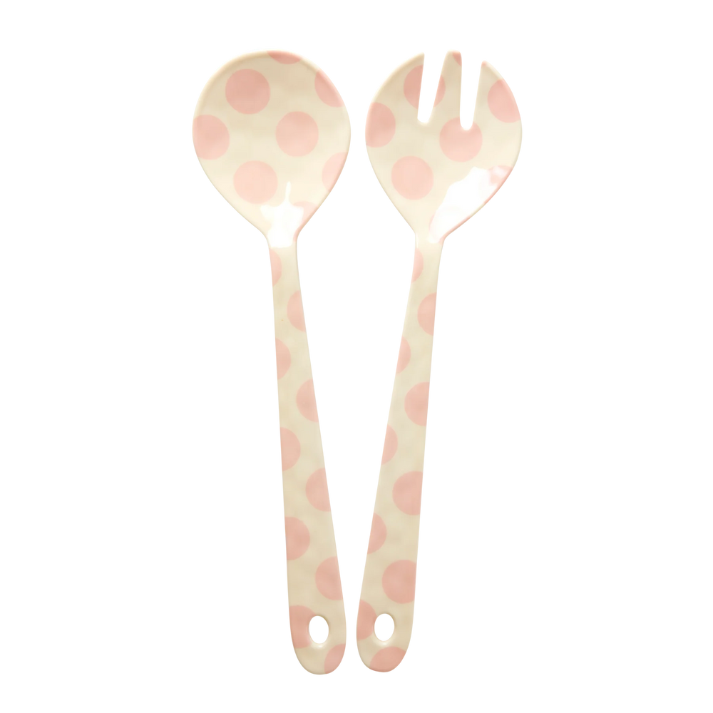 Pink Melamine Dots Salad Server Set Of 2