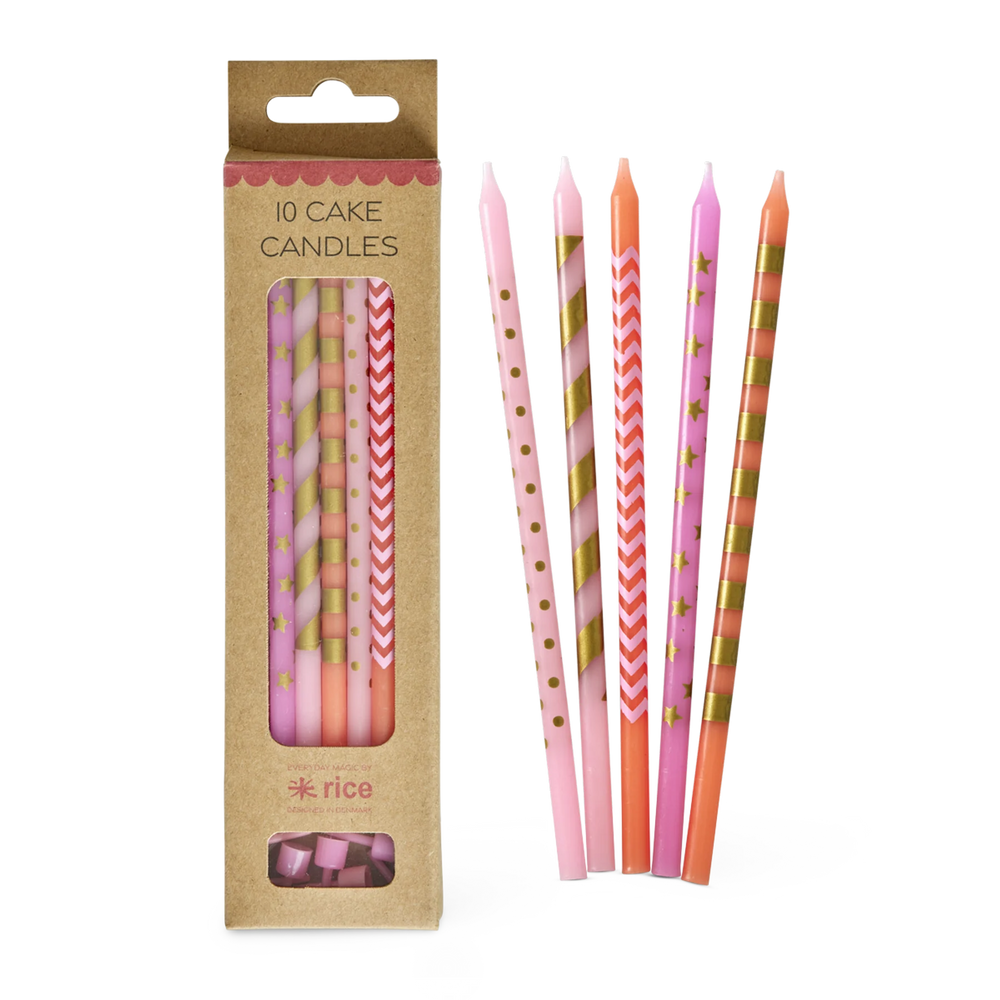Pinkish Long Cake Candle Set Of 10