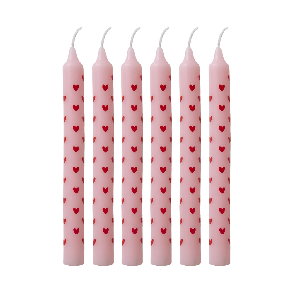 Small Heart Print Candle Set Of 12
