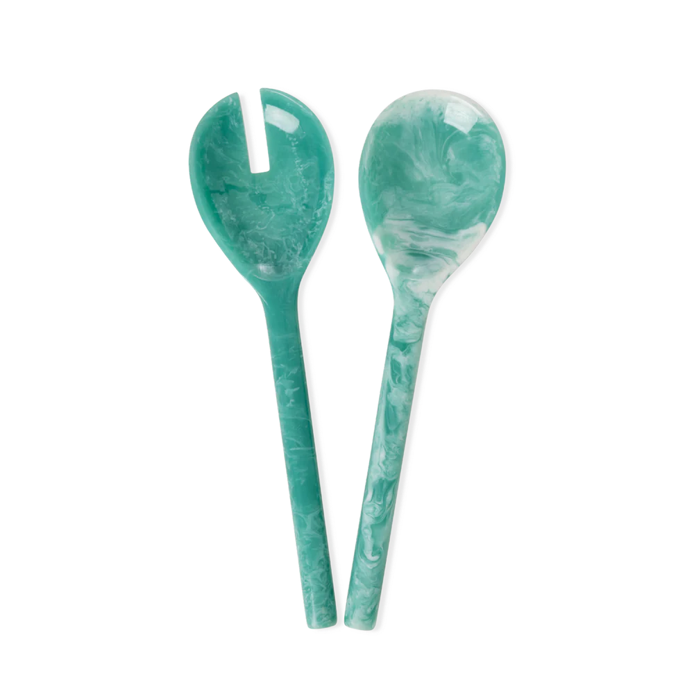 Soft Green Resin Salad Spoon & Fork Set
