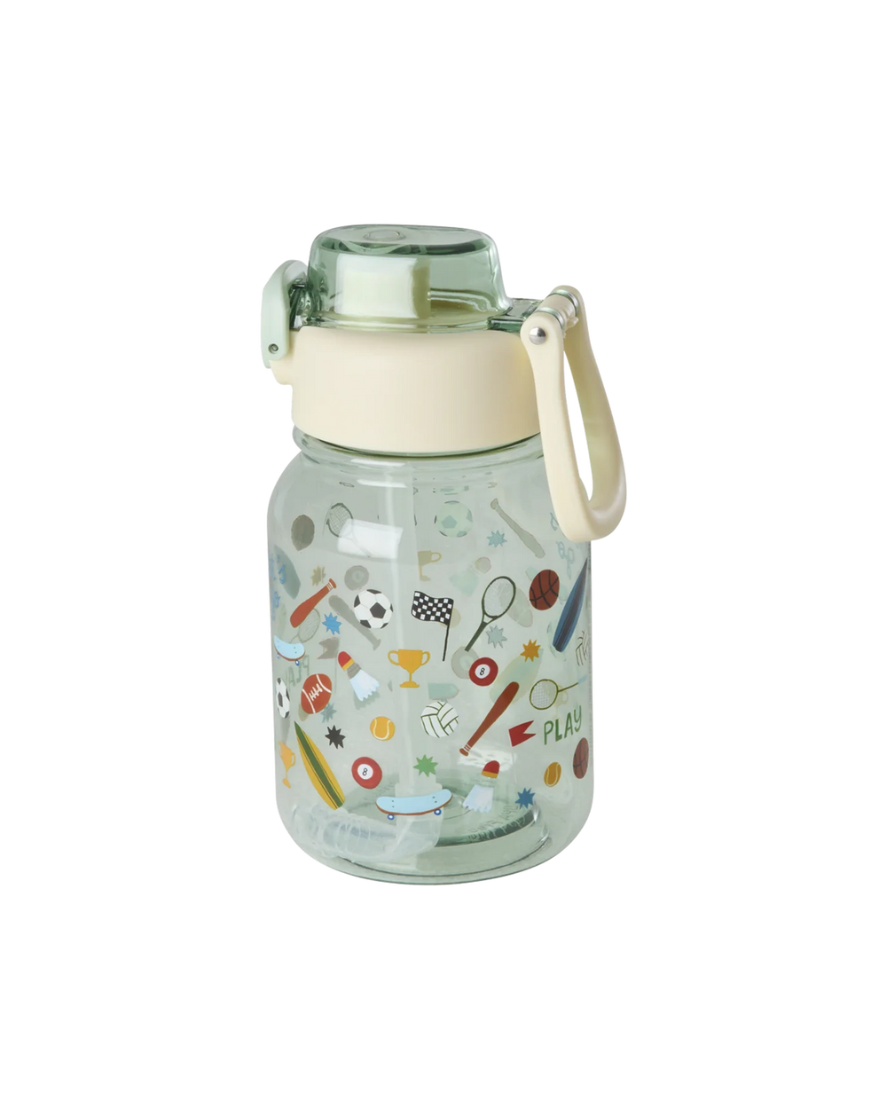 Soft Green Sports Print Kids Drinking Bottle