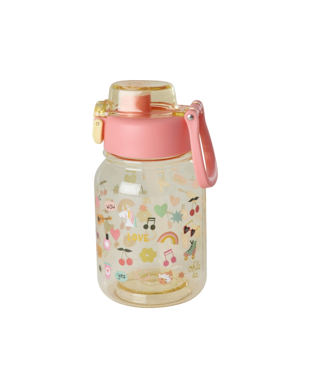 Weiche gelbe Kindertrinkflasche mit Einhorn-Liebesdruck