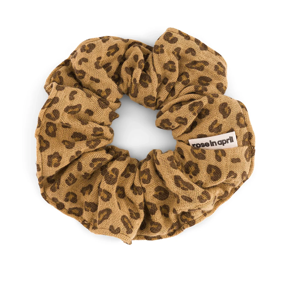 Coffee Mini Leopard Scrunchie