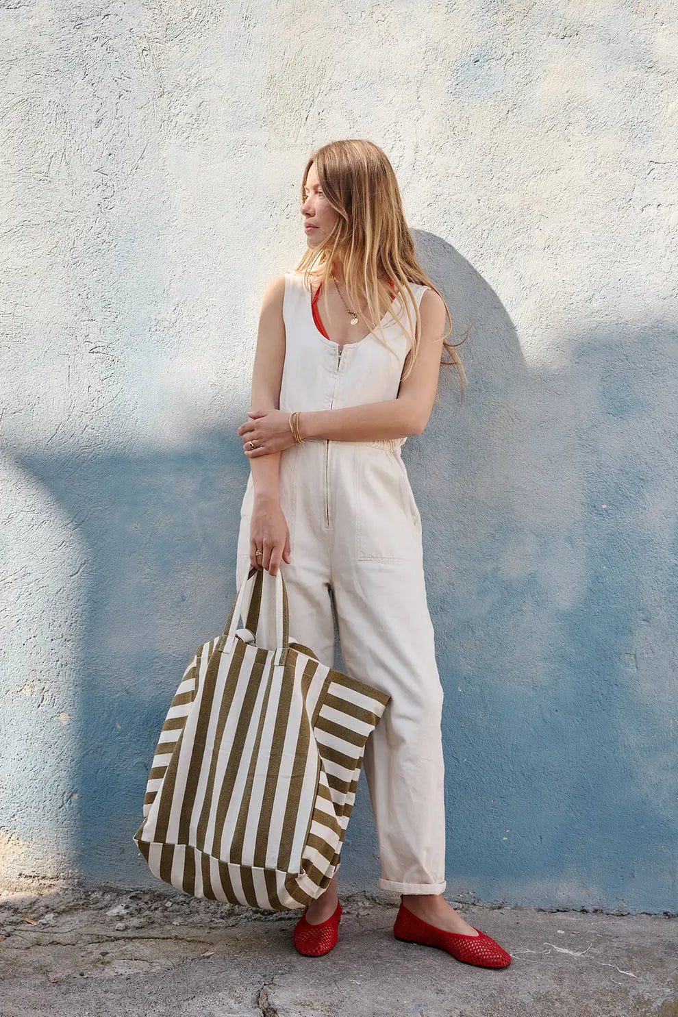 
                  
                    ELISA Olive Greige Stripes Tote Bag
                  
                