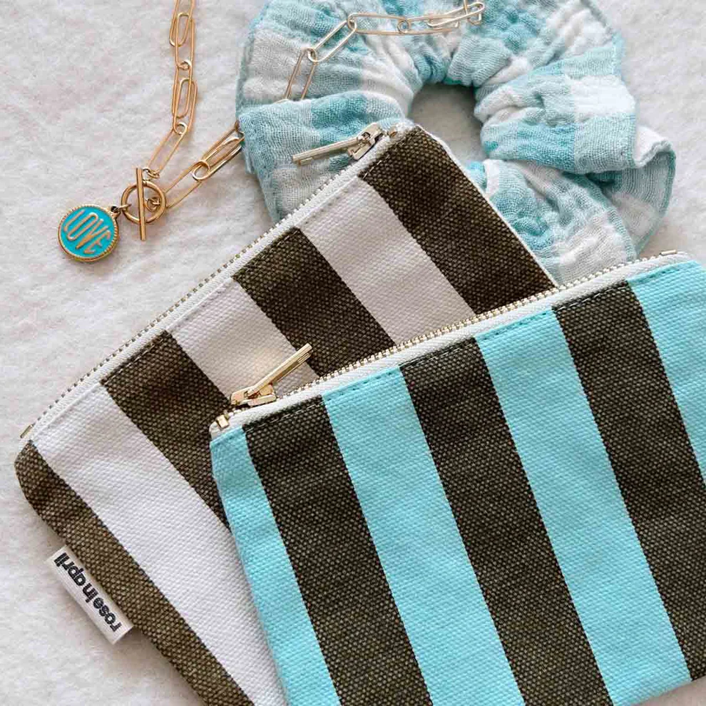 
                  
                    MARIE Olive Greige Stripes Purse
                  
                