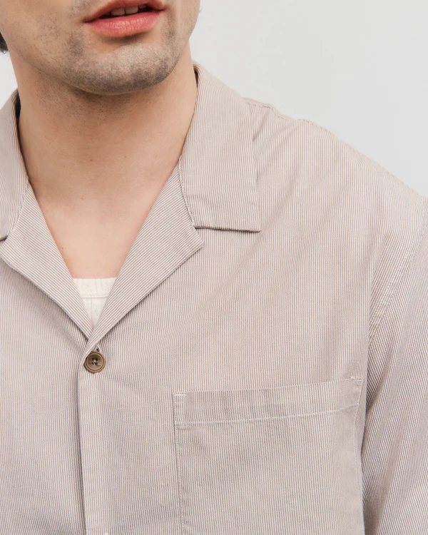 
                  
                    Beige Striped Bowling Shirt
                  
                