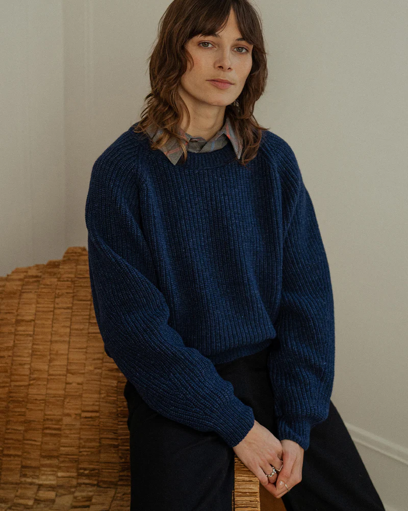 
                  
                    Blue Melange Cropped Wool Knit Jumper
                  
                