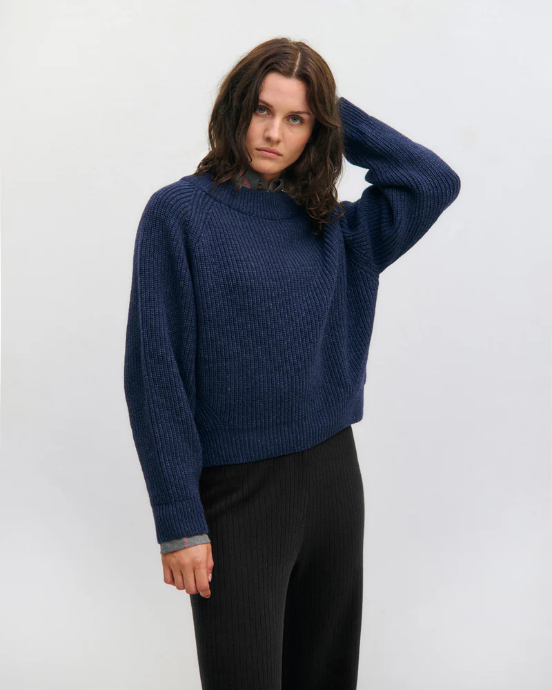 
                  
                    Blue Melange Cropped Wool Knit Jumper
                  
                