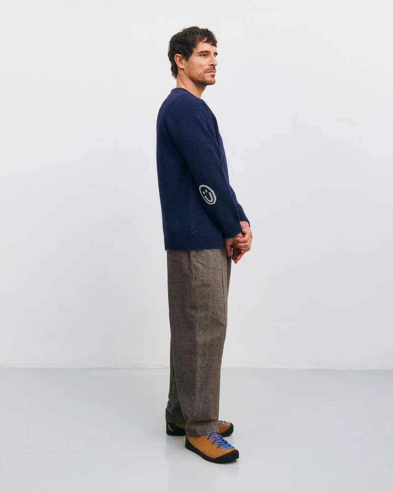 
                  
                    Blue Melange Smiley Knit Wool Jumper
                  
                