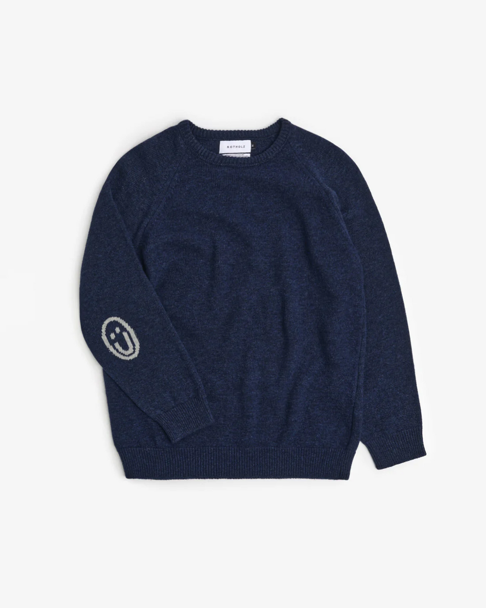Blue Melange Smiley Knit Wool Jumper