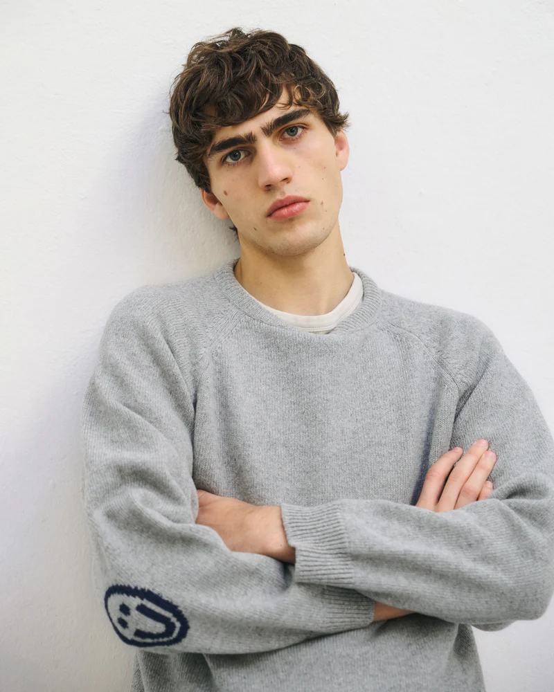 
                  
                    Grey Melange Smiley Knit Wool Jumper
                  
                